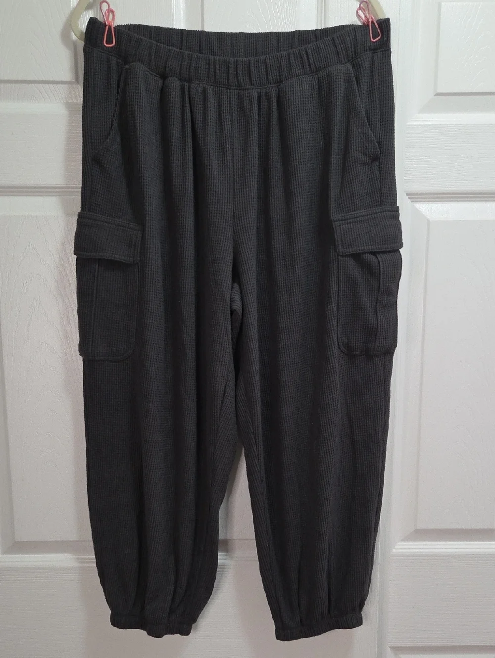 aerie Dark Green Waffle Knit Cargo Joggers - Picture 4 of 7
